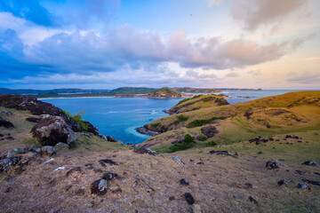 Magnificent View in Mandalika Lombok, West Nusa Tenggara. Tanjung Aan is a beach near Mandalika, local people usually called it Bukit Merese