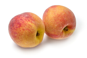 Fresh peaches, isolated on white background