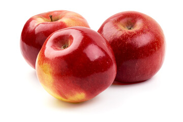 Shiny red apples, isolated on white background