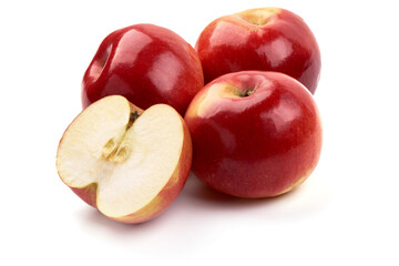 Shiny red apples, isolated on white background