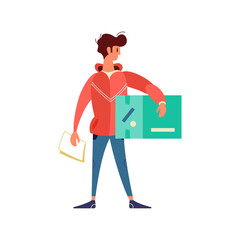 Delivery Man Flat Illustration