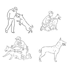 Sketch of Belgian Shepherd dog, Hand drawn illustration.