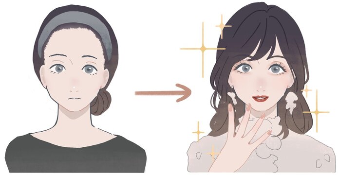 すっぴんから化粧で美しくなる女性