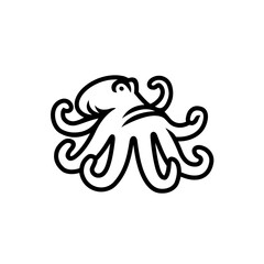 Octopus icon. Black line vector isolated icon on white background. Best for menus of restaurants, cafes, bars and food courts.