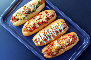 American style hot dogs photography