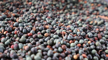 Close-up Menengic seeds (Terebinth Tree seeds) background. Colorful little menengic coffee seeds background