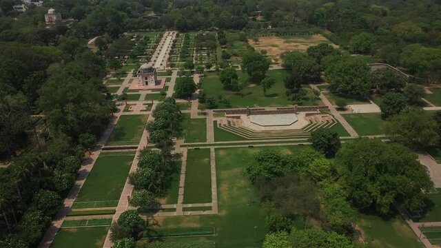 An aerial view of Sunder Nursery,heritage park complex at New Delhi in India
