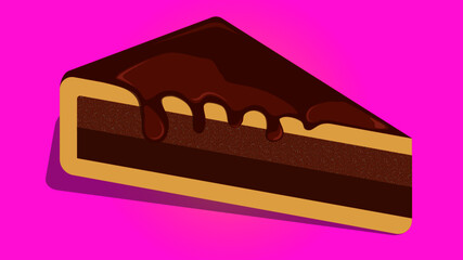 chocolate cake on pink background