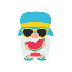 Gnomes Summer. Gnomes wear hats and sunglasses for summer trips to the beach.