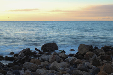 Fototapeta na wymiar West coast of algeria in golden time of sunset