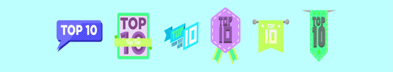 set of top chart cartoon icon design template with various models. vector illustration isolated on blue background