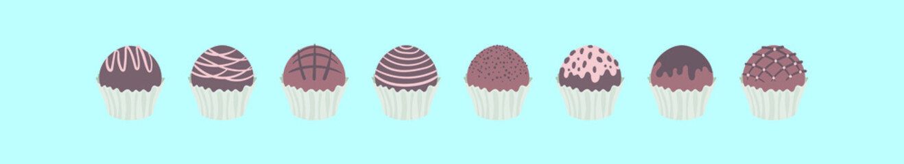 set of truffles cartoon icon design template with various models. vector illustration isolated on blue background