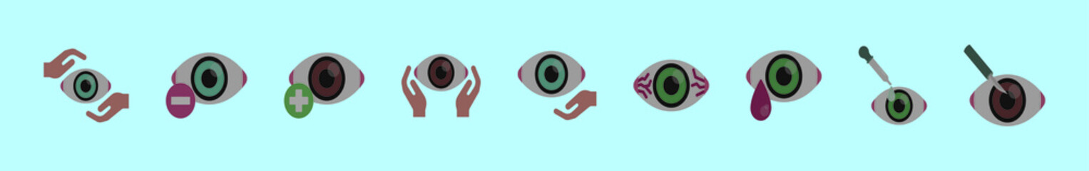 set of eye doctor cartoon icon design template with various models. vector illustration isolated on blue background