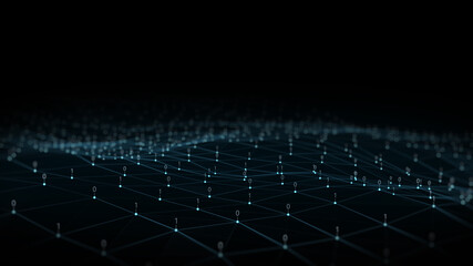 beautiful abstract wave technology background.Connection structure.Big data visualization and Business .