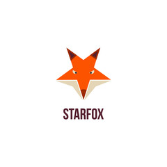 star fox head logo design vector in orange color