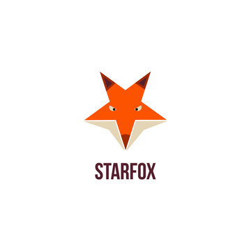 star fox head logo design vector in orange color