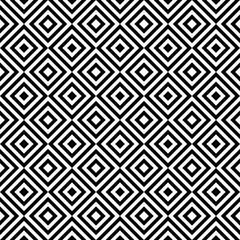 concentric black and white rhombuses, seamless monochrome vector pattern