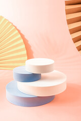 Folding fan and cylinder 3D display stand scene diagram