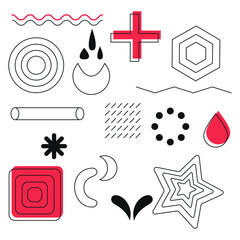 Several elements for working with vector images, cliparts and geometric shapes.