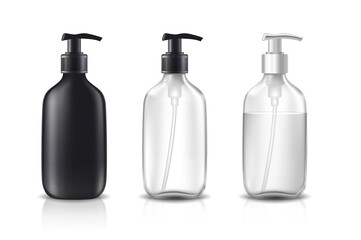 3d realistic vector cosmetic bottles. Isolated on white background.