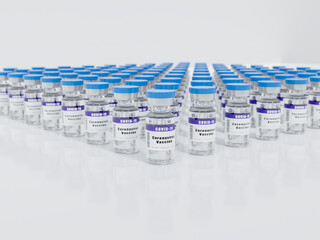 Plenty of COVID-19 vaccine On a white background. 3D Rendering