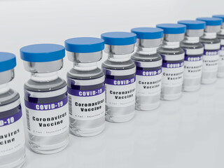 Plenty of COVID-19 vaccine On a white background. 3D Rendering