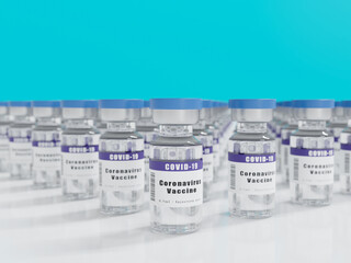 Plenty of COVID-19 vaccine On a blue background. 3D Rendering