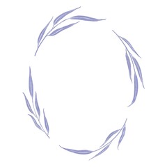 Obraz premium Illustration of a floral frame with long violet leaves for greeting cards, invitations, decoration