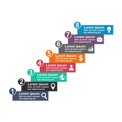 Infographic business concept design with icons and 8 steps. Simple chart presentation template. Abstract vector illustration