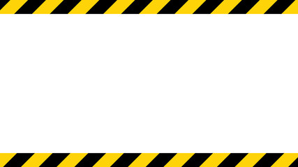 Black and yellow diagonal line striped. Blank vector illustration warning background. Hazard caution sign tape. Space for text