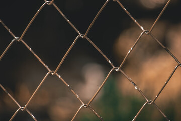 Fototapeta premium metal mesh fence close up 