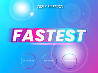 Text effect fast speed style. Technology modern text effect. Editable text vector illustration. Neon light fast motion bold text style effect for movie headline