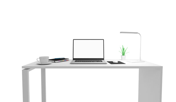 Modern Place of Work Group of Office Equipment and Accessories on the desk