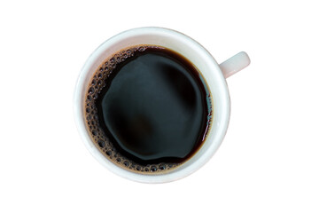 top view image of coffee cup isolated on white background with clipping path