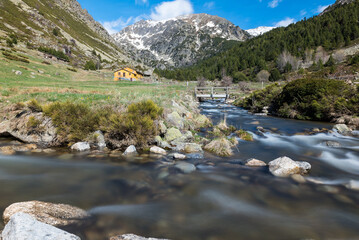 Landscape of the Vall de Incles in Andorra in spring 2021
