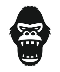 Head evil ferocious gorilla shouts. Monkey Logo Design Vector Template.
