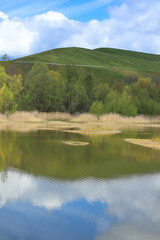 Biotope lake and arken mountains (Arkenberge), the highest mountains from Berlin, a protected landscape area, Germany