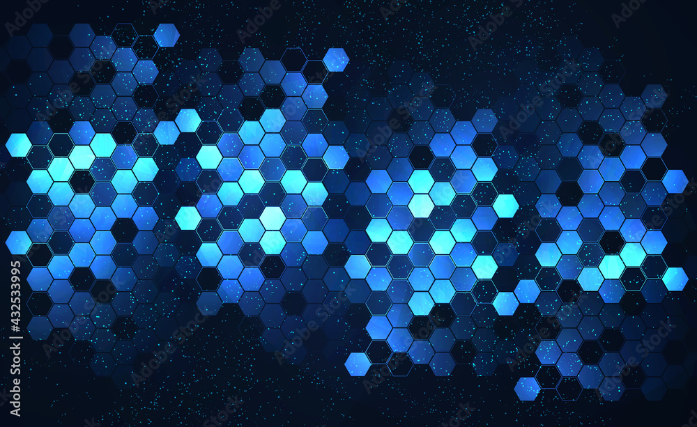 Wall mural art hexagons technology background. abstract hi-tech communication concept futuristic digital innova