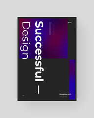 Abstract Placard, Poster, Flyer, Banner Design. Colorful gradient figure on vertical A4 format. Holographic effect. Decorative neon backdrop. Gradient shapes and large typography. Vector Eps10.