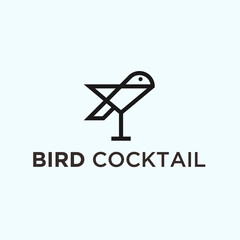 abstract bird logo. cocktail icon
