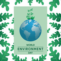 green globe with leaves. world environment day background.