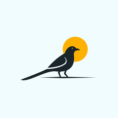 abstract magpie logo. bird icon - obrazy, fototapety, plakaty