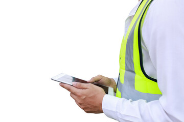foreman using tablet checking list
