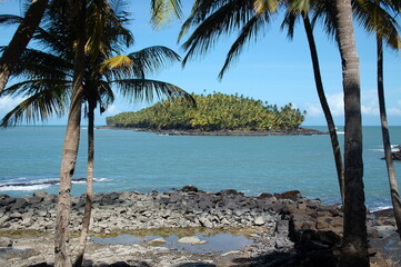 Amérique du sud, Guyane, Kourou, île Royale, la piscine des bagnards est vide à marée basse, elle a été construite par les détenus à grandes difficultés.