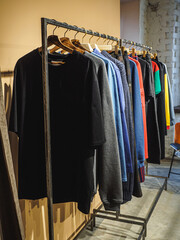 Fashion brand clothes boutique. Loft cozy interior