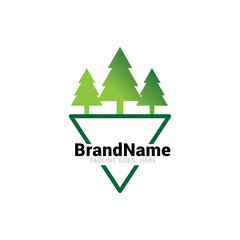Obraz premium Simple line art evergreen pine tree logo design vector image.