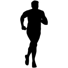 Black Silhouettes Runners sprint men on white background