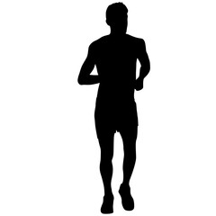 Black Silhouettes Runners sprint men on white background