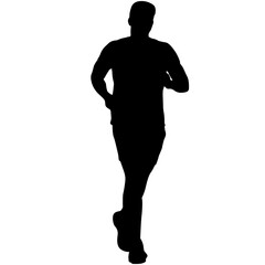Black Silhouettes Runners sprint men on white background