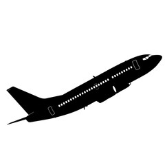 Silhouette passenger aircraft on a white background